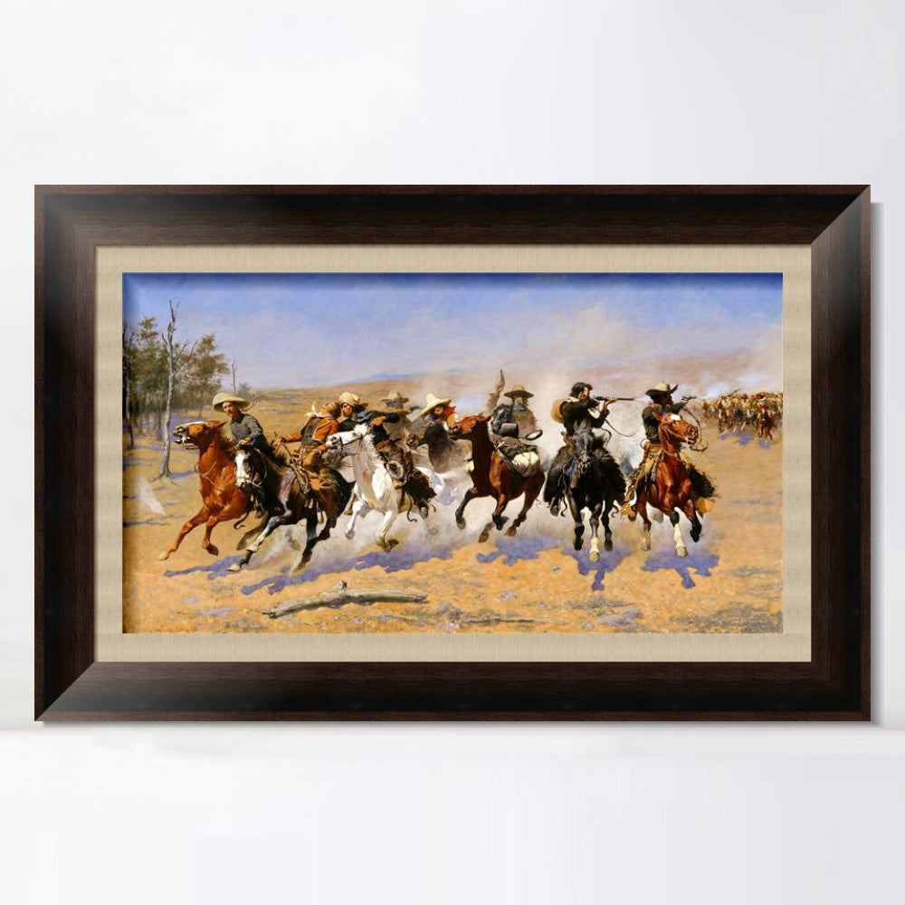 INVIN ART Framed Canvas Art Giclee Print A Dash for the Timber by Frederic Remington Wall Art