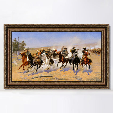 INVIN ART Framed Canvas Art Giclee Print A Dash for the Timber by Frederic Remington Wall Art Living Room Home Office Decorations