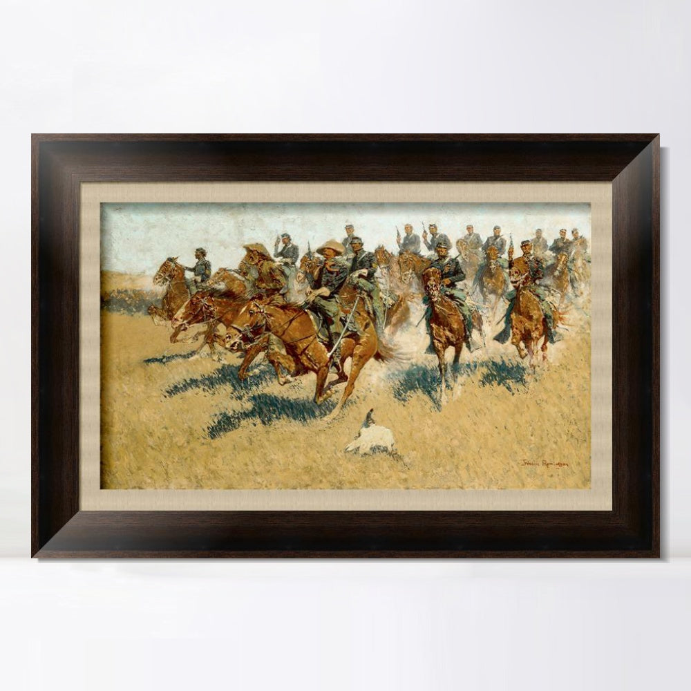 INVIN ART Framed Canvas Art Giclee Print Cavalry Charge on the Southern Plains by Frederic Remington Wall Art