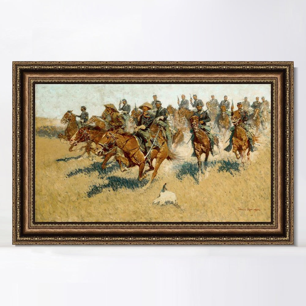 INVIN ART Framed Canvas Art Giclee Print Cavalry Charge on the Southern Plains by Frederic Remington Wall Art