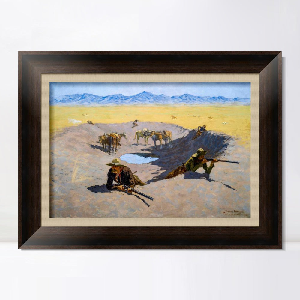 INVIN ART Framed Canvas Art Giclee Print Fight for the Waterhole by Frederic Remington Wall Art