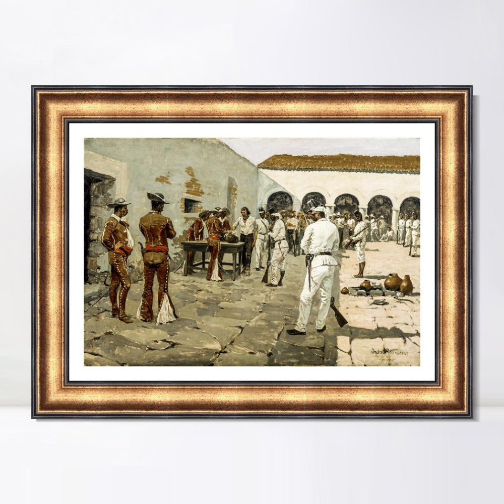 INVIN ART Framed Canvas Art Giclee Print The Mier Expedition by Frederic Remington Wall Art