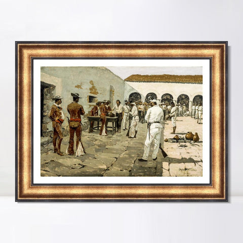 INVIN ART Framed Canvas Art Giclee Print The Mier Expedition by Frederic Remington Wall Art Living Room Home Office Decorations