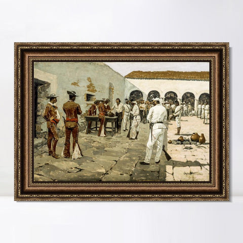 INVIN ART Framed Canvas Art Giclee Print The Mier Expedition by Frederic Remington Wall Art Living Room Home Office Decorations