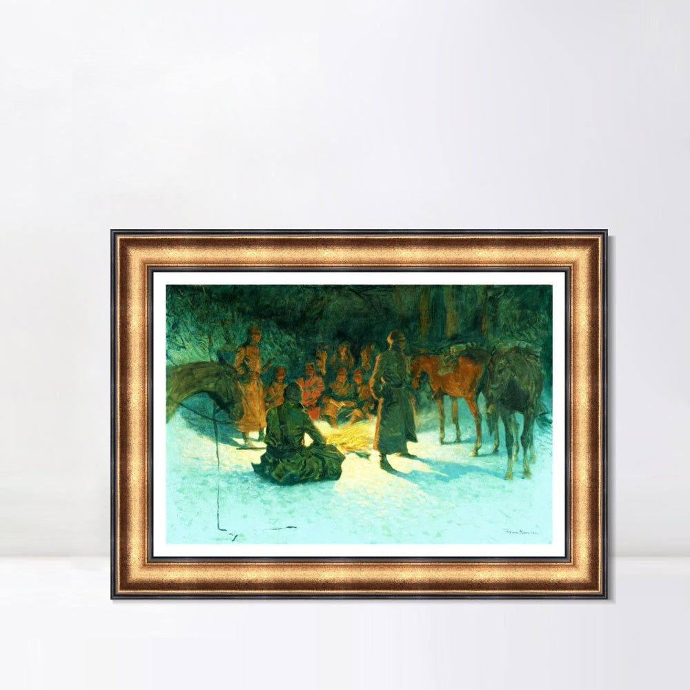 INVIN ART Framed Canvas Art Giclee Print A HALT IN THE WILDERNESS by Frederic Remington Wall Art