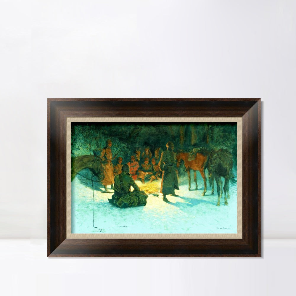 INVIN ART Framed Canvas Art Giclee Print A HALT IN THE WILDERNESS by Frederic Remington Wall Art