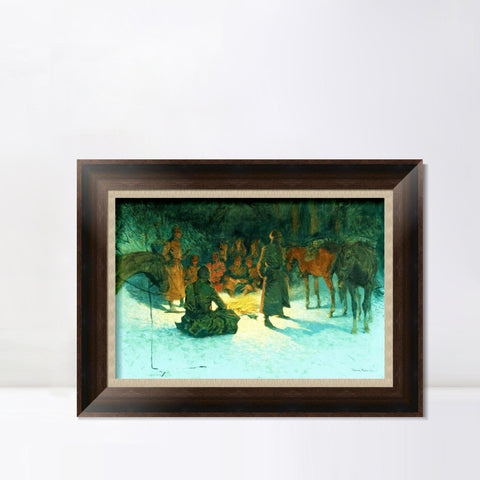 INVIN ART Framed Canvas Art Giclee Print A HALT IN THE WILDERNESS by Frederic Remington Wall Art Living Room Home Office Decorations