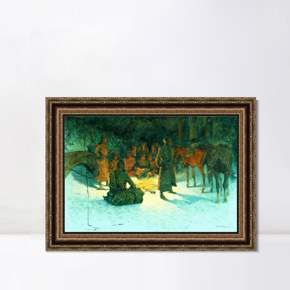 INVIN ART Framed Canvas Art Giclee Print A HALT IN THE WILDERNESS by Frederic Remington Wall Art
