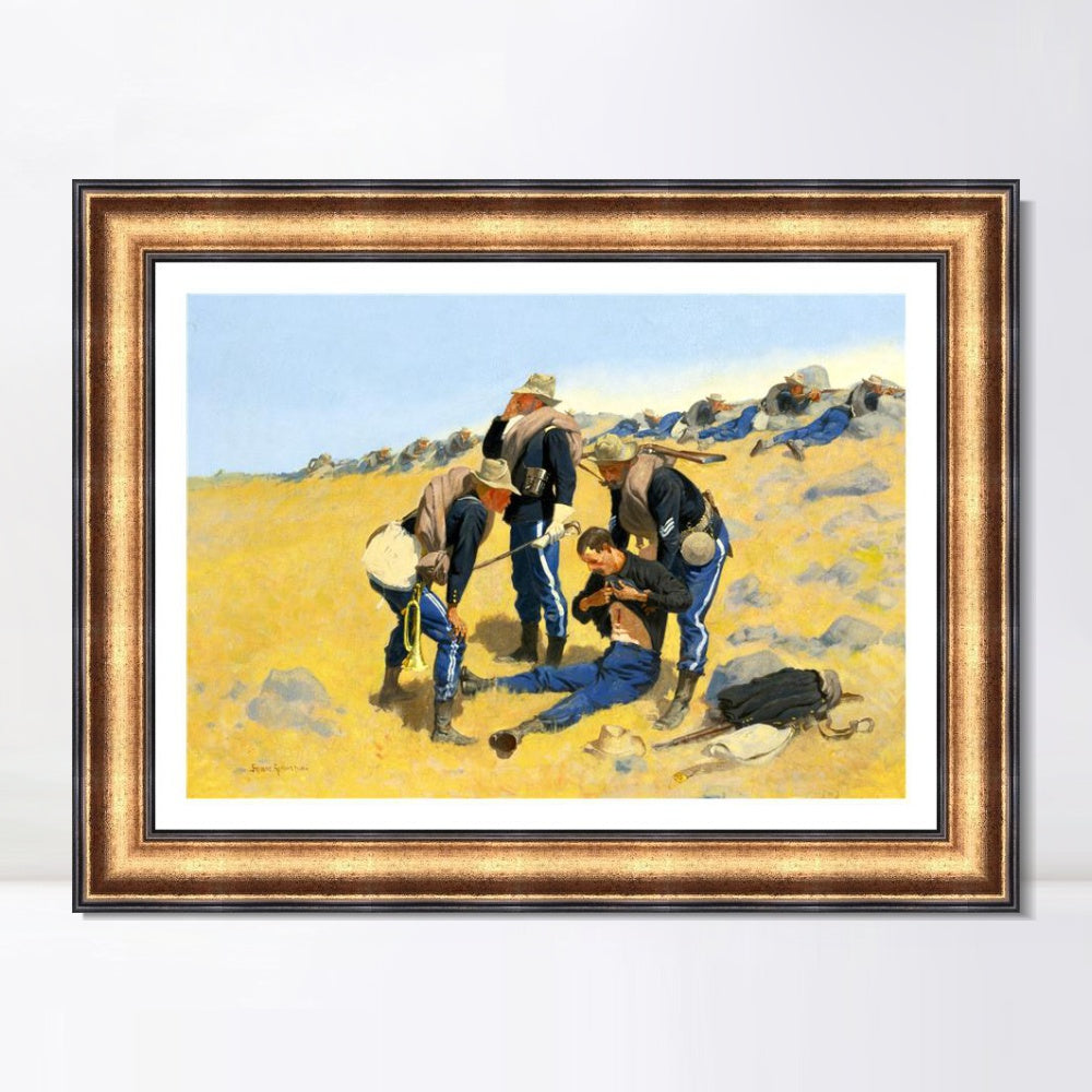 INVIN ART Framed Canvas Art Giclee Print CALL THE DOCTOR by Frederic Remington Wall Art