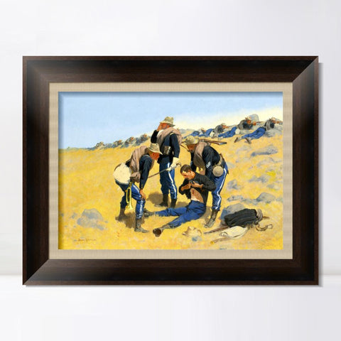 INVIN ART Framed Canvas Art Giclee Print CALL THE DOCTOR by Frederic Remington Wall Art Living Room Home Office Decorations
