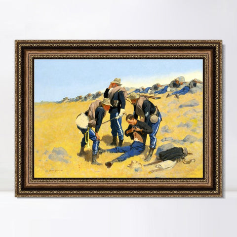 INVIN ART Framed Canvas Art Giclee Print CALL THE DOCTOR by Frederic Remington Wall Art Living Room Home Office Decorations