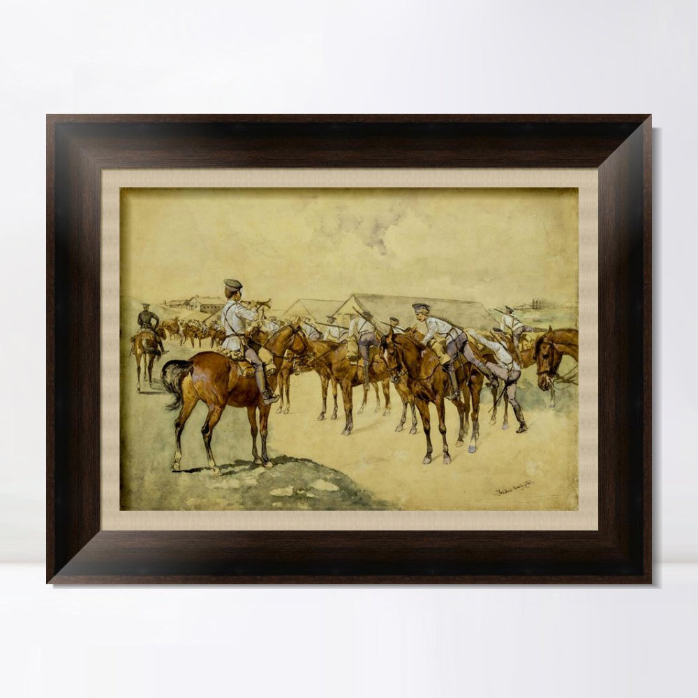 INVIN ART Framed Canvas Art Giclee Print A Call to Arms by Frederic Remington Wall Art