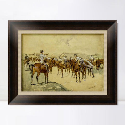 INVIN ART Framed Canvas Art Giclee Print A Call to Arms by Frederic Remington Wall Art Living Room Home Office Decorations