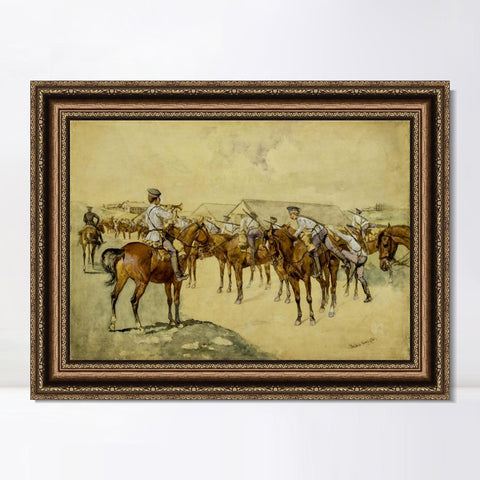 INVIN ART Framed Canvas Art Giclee Print A Call to Arms by Frederic Remington Wall Art Living Room Home Office Decorations