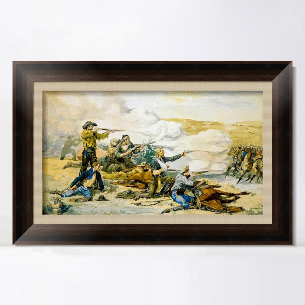 INVIN ART Framed Canvas Art Giclee Print Battle of Beecher's Island by Frederic Remington Wall Art