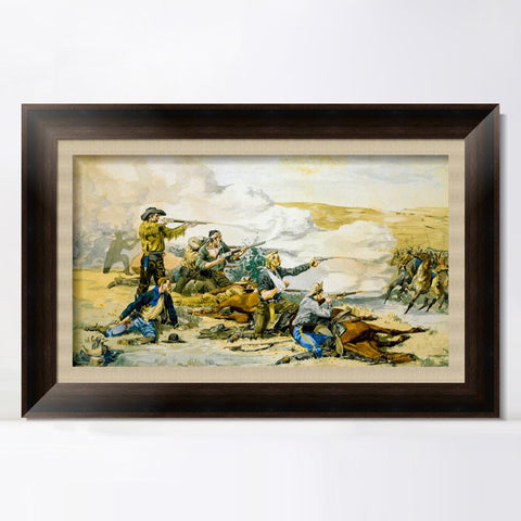 INVIN ART Framed Canvas Art Giclee Print Battle of Beecher's Island by Frederic Remington Wall Art Living Room Home Office Decorations