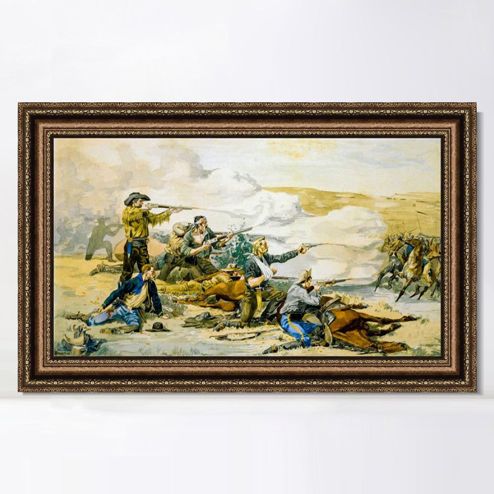 INVIN ART Framed Canvas Art Giclee Print Battle of Beecher's Island by Frederic Remington Wall Art