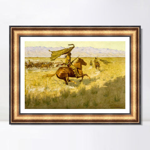 INVIN ART Framed Canvas Art Giclee Print Change of Ownership by Frederic Remington Wall Art Living Room Home Office Decorations