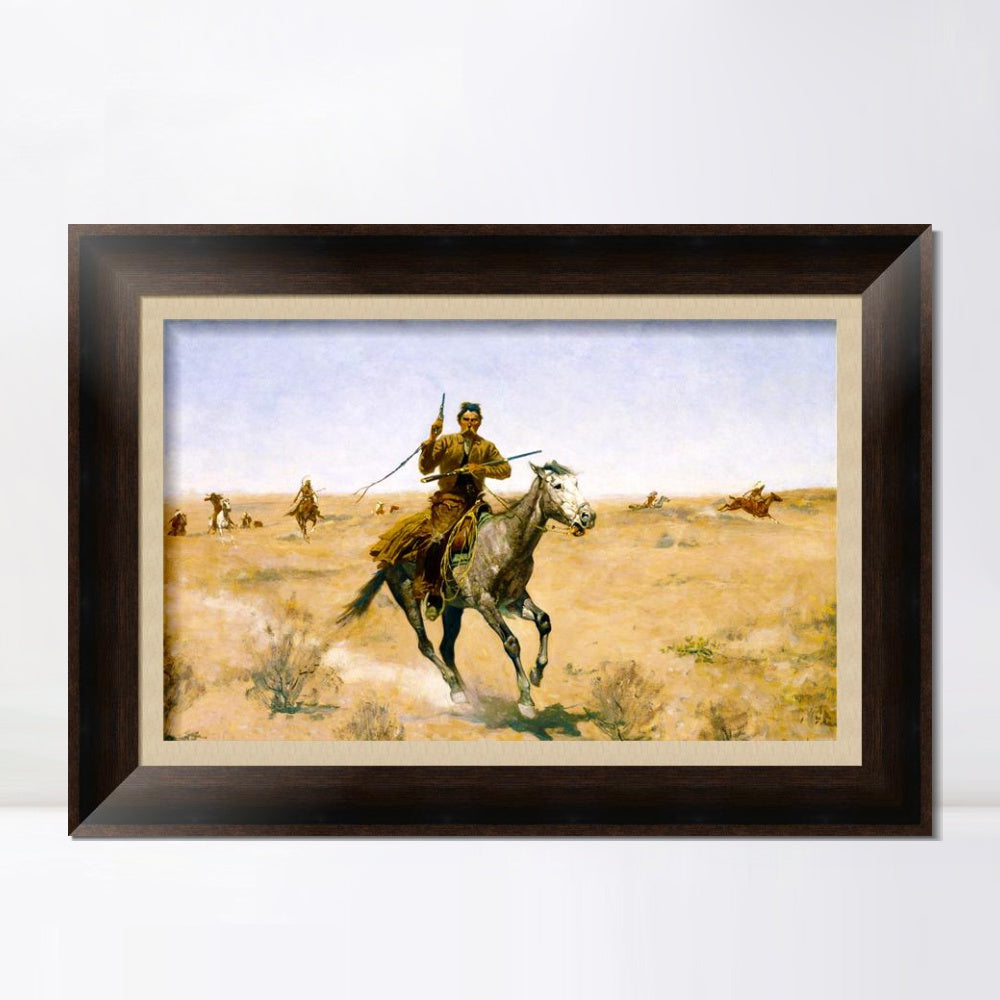INVIN ART Framed Canvas Art Giclee Print The Flight by Frederic Remington Wall Art