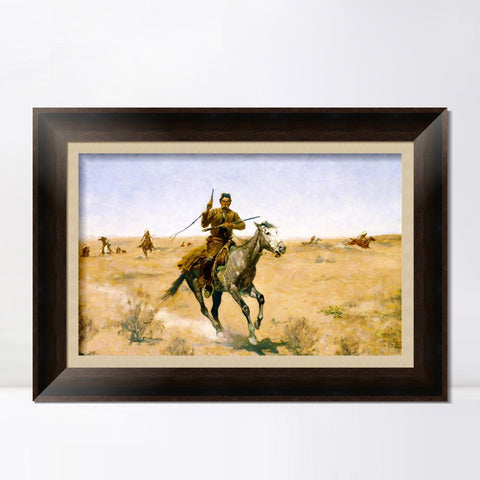 INVIN ART Framed Canvas Art Giclee Print The Flight by Frederic Remington Wall Art Living Room Home Office Decorations