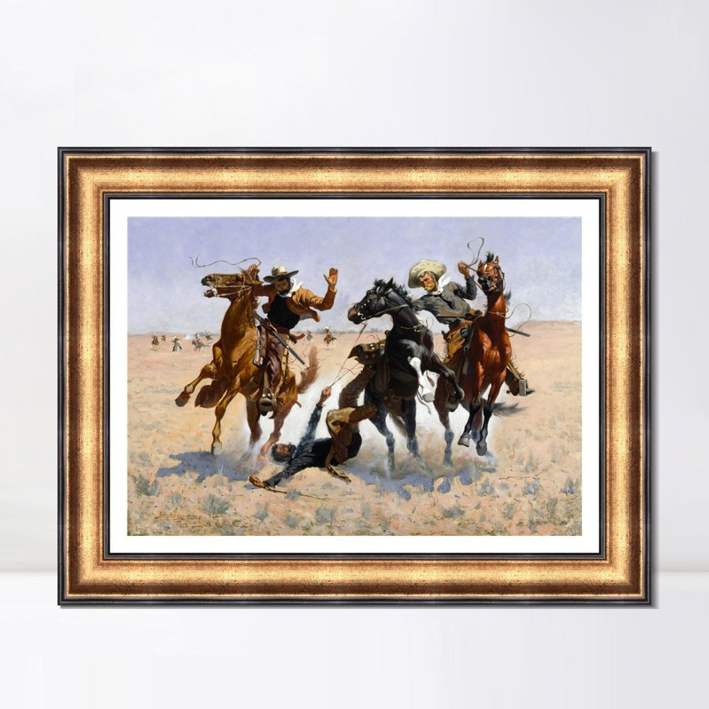 INVIN ART Framed Canvas Art Giclee Print Aiding a Comrade by Frederic Remington Wall Art