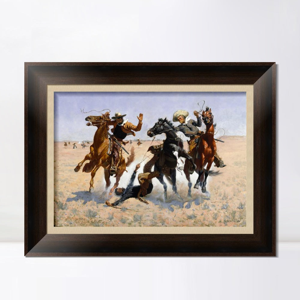 INVIN ART Framed Canvas Art Giclee Print Aiding a Comrade by Frederic Remington Wall Art