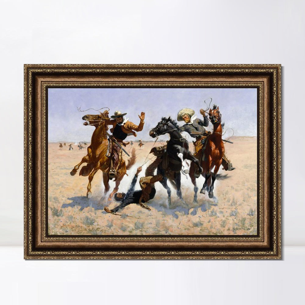 INVIN ART Framed Canvas Art Giclee Print Aiding a Comrade by Frederic Remington Wall Art