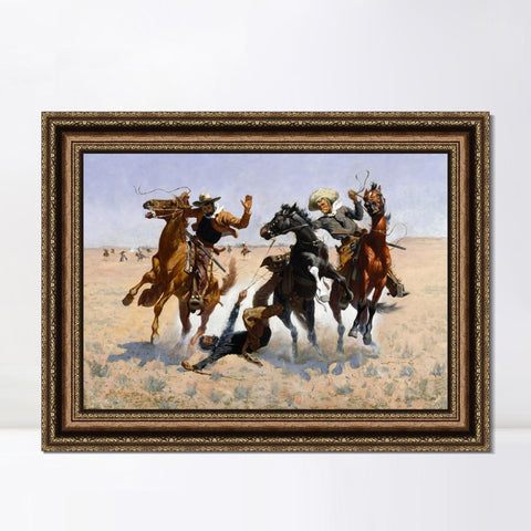 INVIN ART Framed Canvas Art Giclee Print Aiding a Comrade by Frederic Remington Wall Art Living Room Home Office Decorations