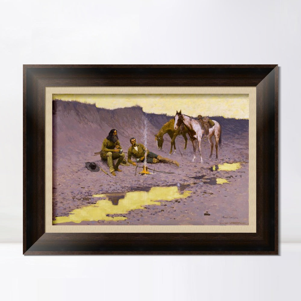 INVIN ART Framed Canvas Art Giclee Print A New Year on the Cimarron by Frederic Remington Wall Art