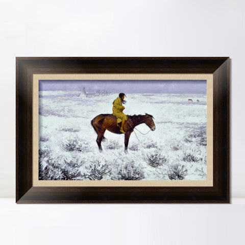 INVIN ART Framed Canvas Art Giclee Print The Herd Boy by Frederic Remington Wall Art Living Room Home Office Decorations