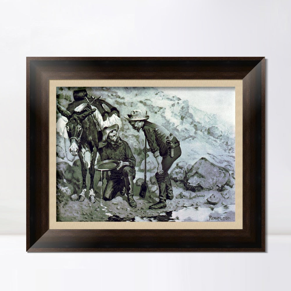 INVIN ART Framed Canvas Art Giclee Print Miners Prospecting by Frederic Remington Wall Art