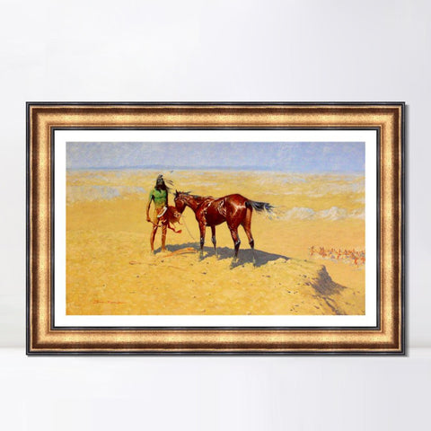 INVIN ART Framed Canvas Art Giclee Print Down,1905-1906 by Frederic Remington Wall Art Living Room Home Office Decorations