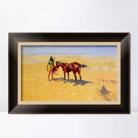 INVIN ART Framed Canvas Art Giclee Print Down,1905-1906 by Frederic Remington Wall Art Living Room Home Office Decorations