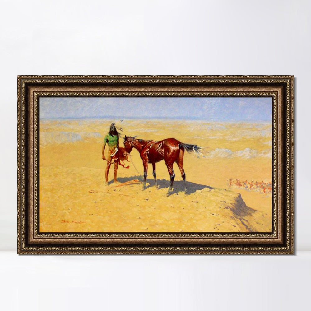 INVIN ART Framed Canvas Art Giclee Print Down,1905-1906 by Frederic Remington Wall Art