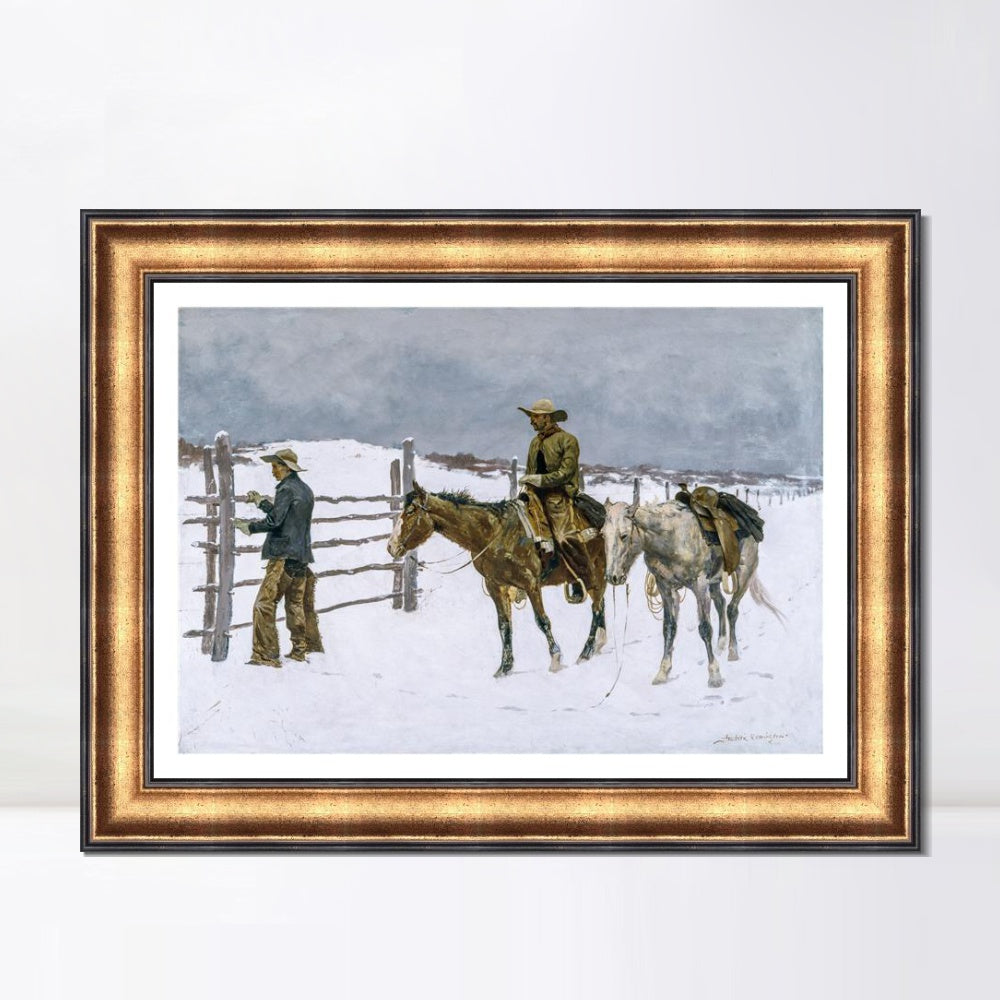 INVIN ART Framed Canvas Art Giclee Print The Fall of the Cowboy, 1895 by Frederic Remington Wall Art