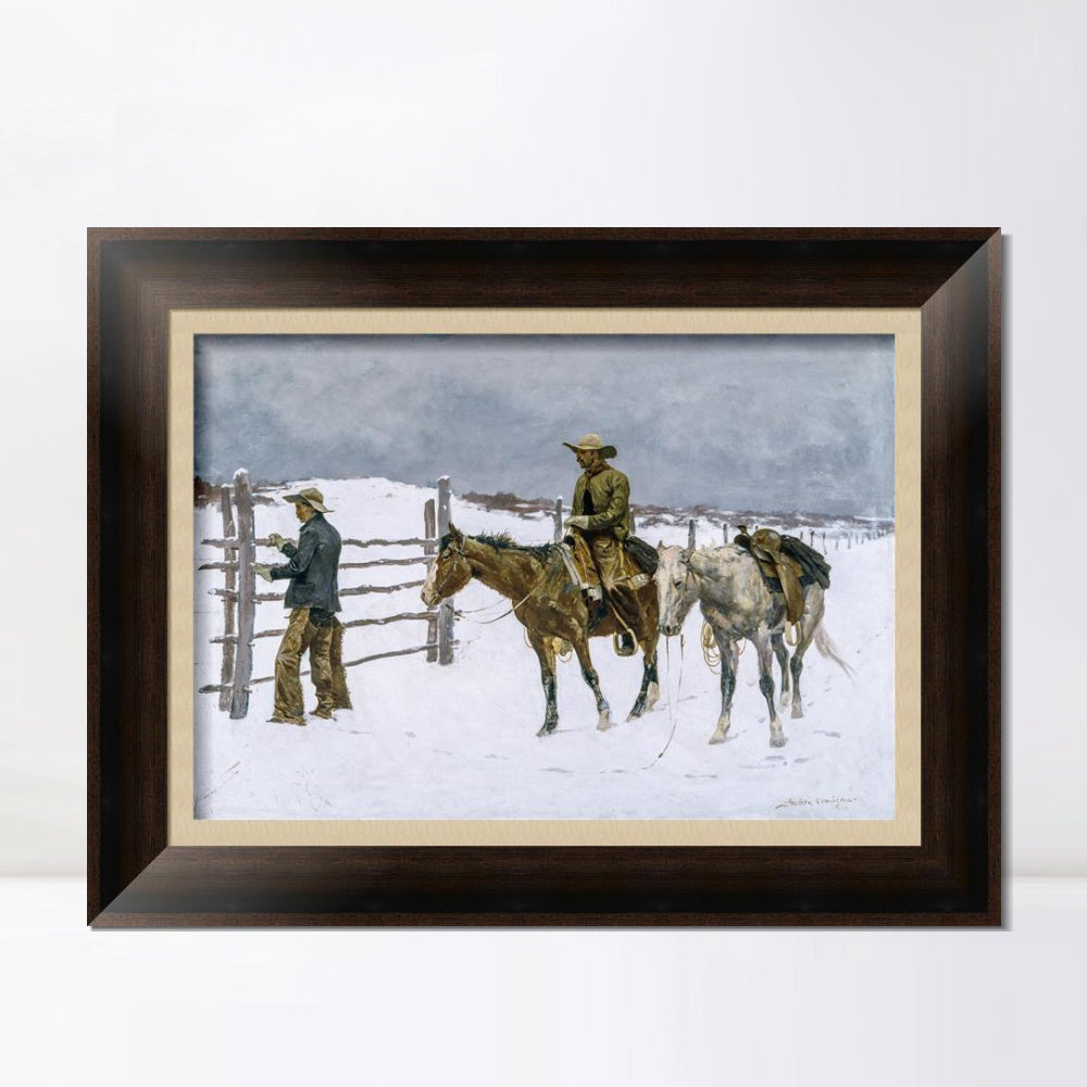 INVIN ART Framed Canvas Art Giclee Print The Fall of the Cowboy, 1895 by Frederic Remington Wall Art