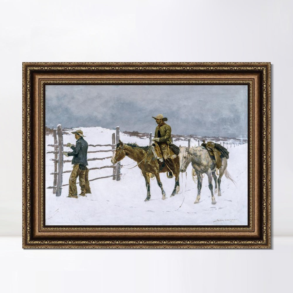 INVIN ART Framed Canvas Art Giclee Print The Fall of the Cowboy, 1895 by Frederic Remington Wall Art
