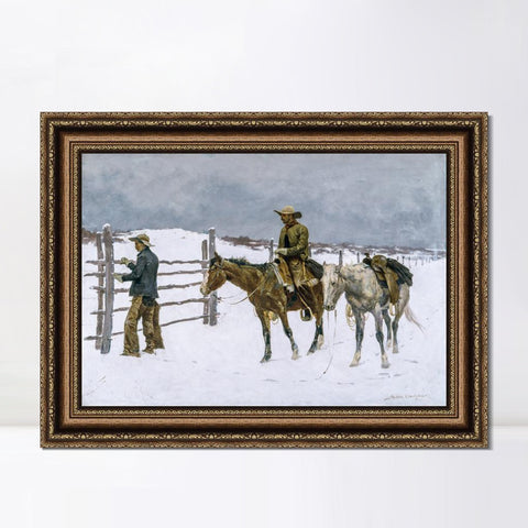 INVIN ART Framed Canvas Art Giclee Print The Fall of the Cowboy, 1895 by Frederic Remington Wall Art Living Room Home Office Decorations