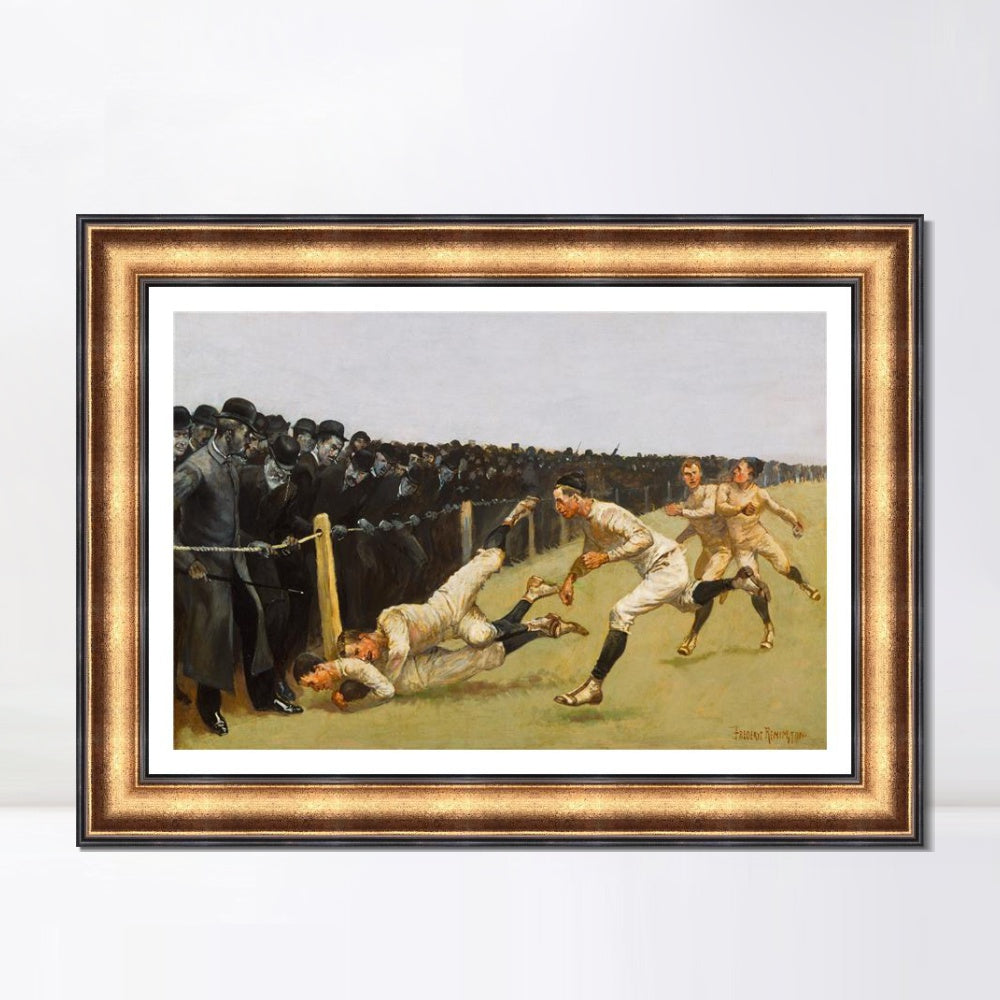 INVIN ART Framed Canvas Art Giclee Print Touchdown Yale vs. Princeton by Frederic Remington Wall Art