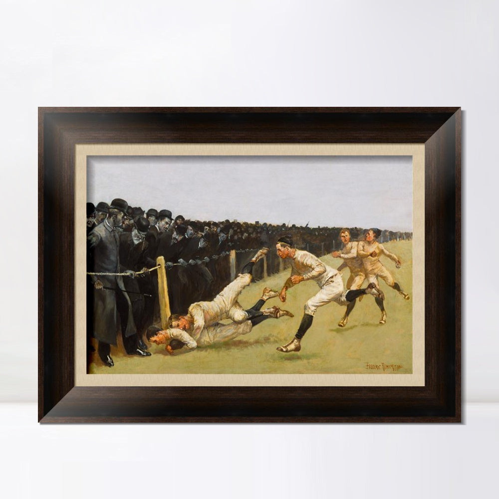 INVIN ART Framed Canvas Art Giclee Print Touchdown Yale vs. Princeton by Frederic Remington Wall Art