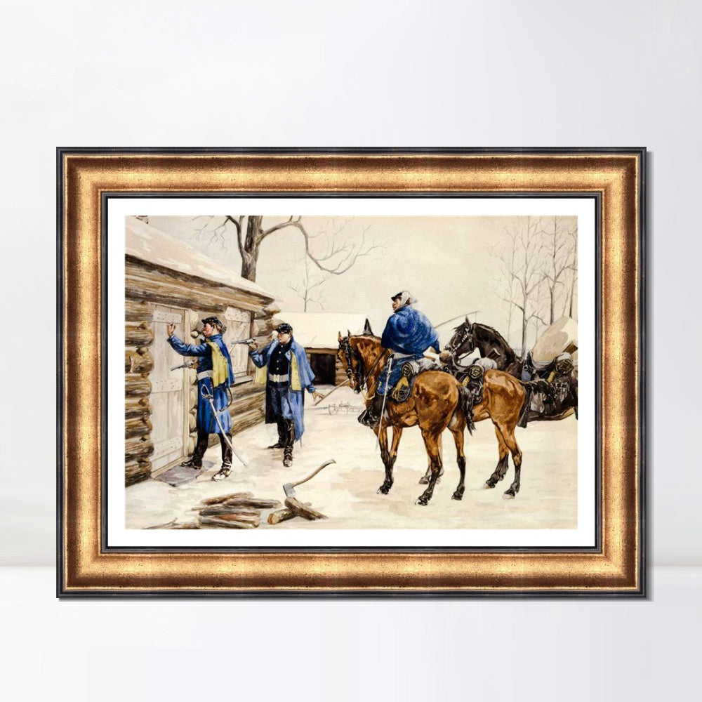 INVIN ART Framed Canvas Art Giclee Print Arresting the Deserter by Frederic Remington Wall Art