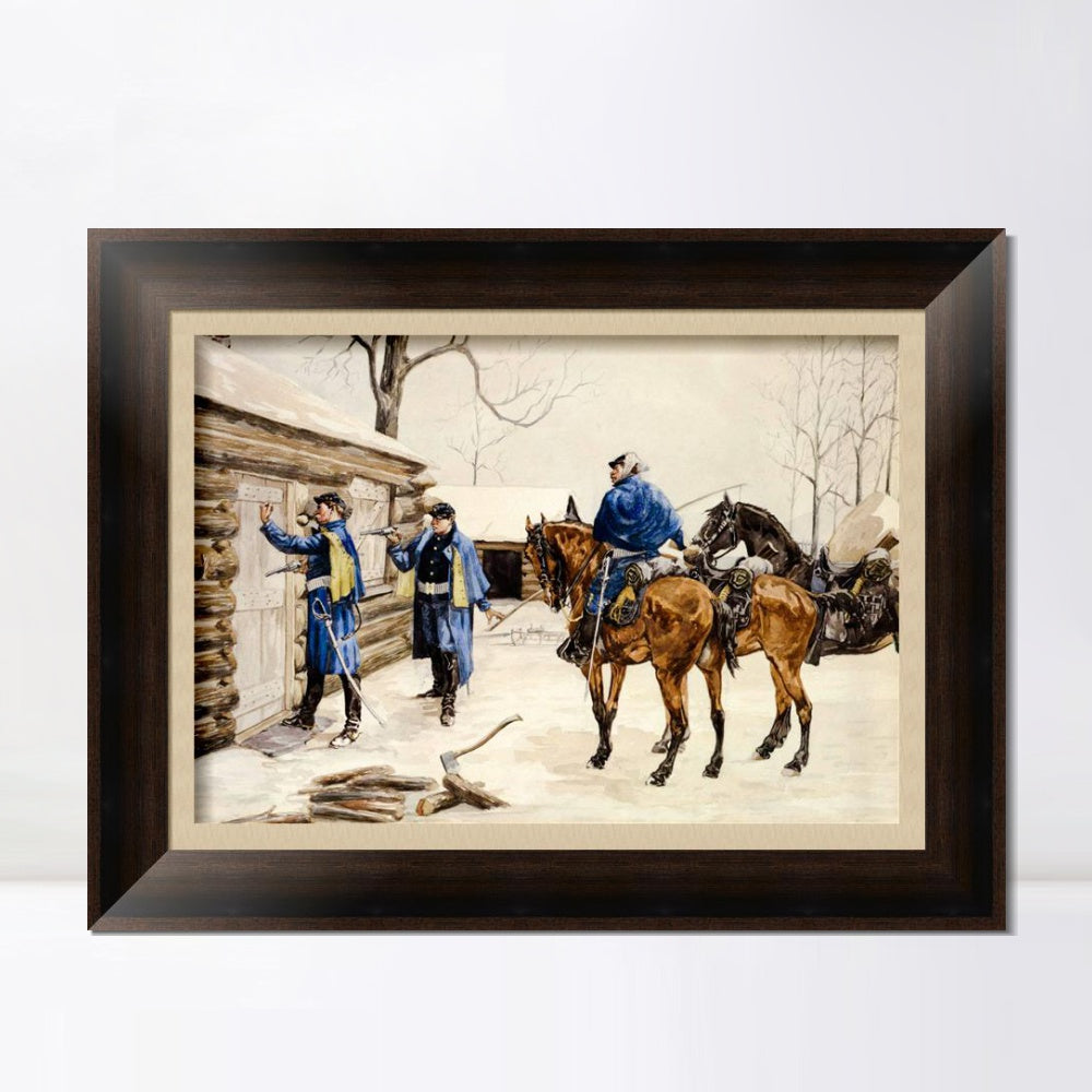 INVIN ART Framed Canvas Art Giclee Print Arresting the Deserter by Frederic Remington Wall Art