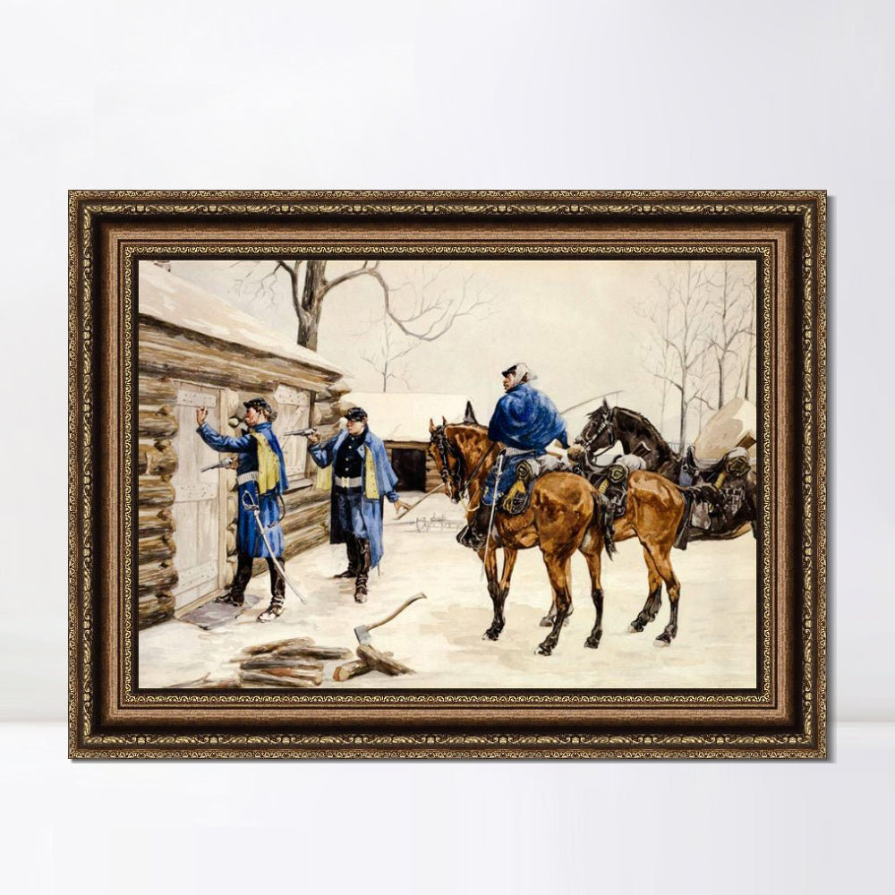 INVIN ART Framed Canvas Art Giclee Print Arresting the Deserter by Frederic Remington Wall Art