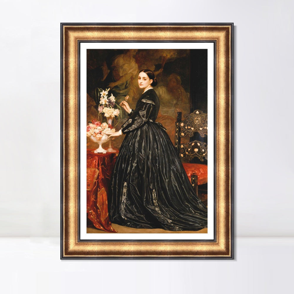 INVIN ART Framed Canvas Art Giclee Print Mrs James Guthrie by Lord Frederick Leighton Wall Art