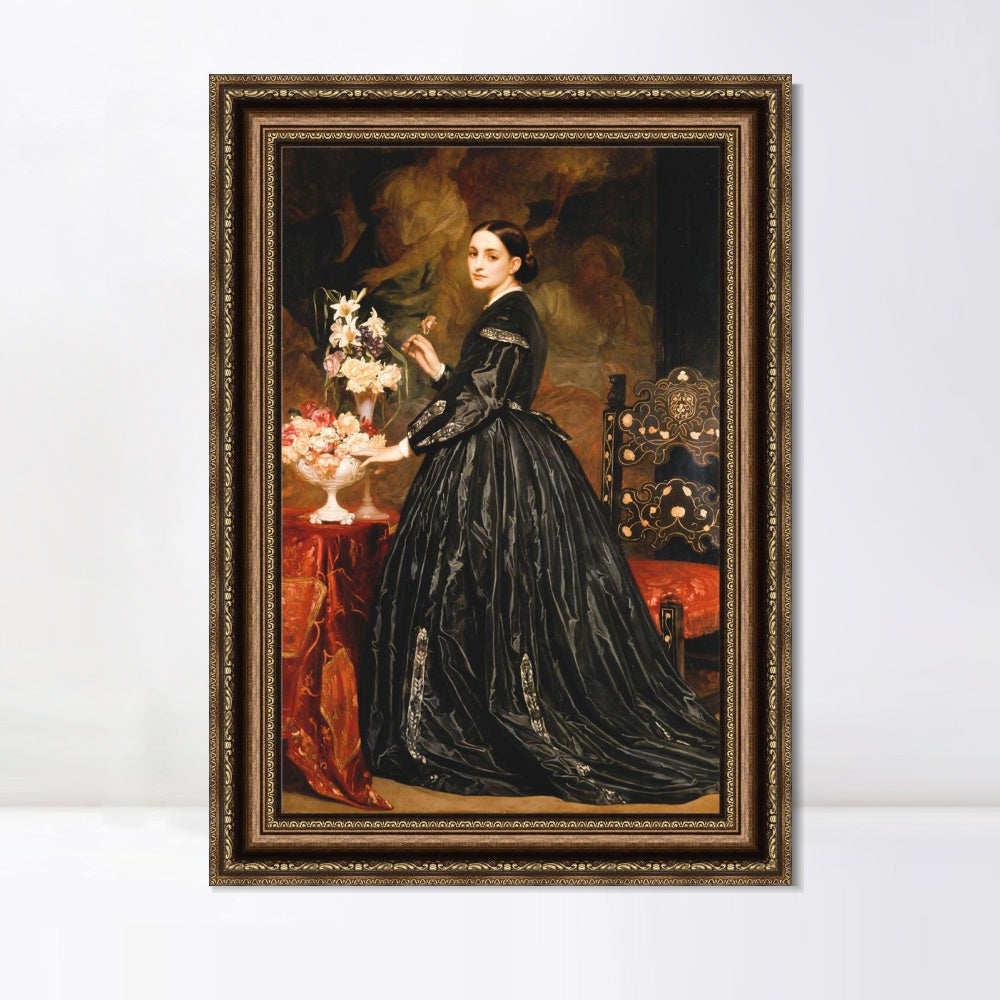 INVIN ART Framed Canvas Art Giclee Print Mrs James Guthrie by Lord Frederick Leighton Wall Art