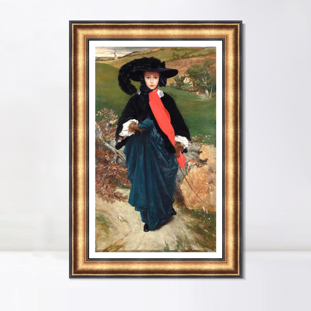 INVIN ART Framed Canvas Art Giclee Print May Sartoris by Lord Frederick Leighton Wall Art