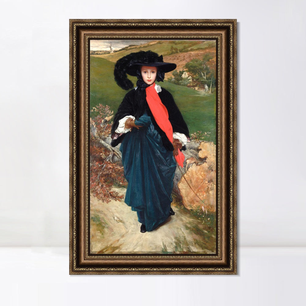 INVIN ART Framed Canvas Art Giclee Print May Sartoris by Lord Frederick Leighton Wall Art