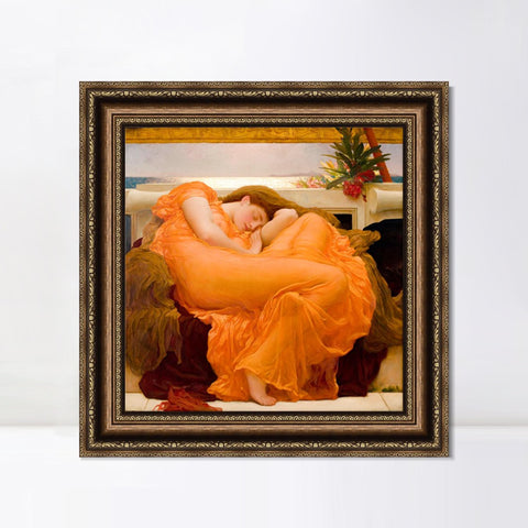 INVIN ART Framed Canvas Art Giclee Print Flaming June by Lord Frederick Leighton Wall Art Living Room Home Office Decorations