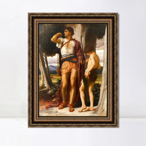 INVIN ART Framed Canvas Art Giclee Print Jonathans Token to David by Lord Frederick Leighton Wall Art Living Room Home Office Decorations