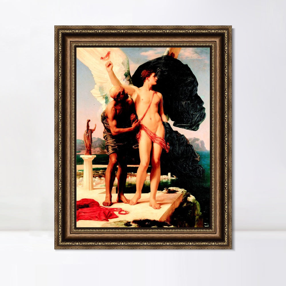 INVIN ART Framed Canvas Art Giclee Print Daedalus And Icarus by Lord Frederick Leighton Wall Art